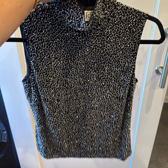 Vintage Carlisle beaded mock neck top size 4 - Picture 1 of 7